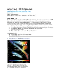 Applying HR Diagrams: Spectroscopic Parallax & Stellar Sizes Version: 1.0 Author: Sean S