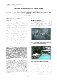 Development of Geothermal Energy Direct Use in Indonesia