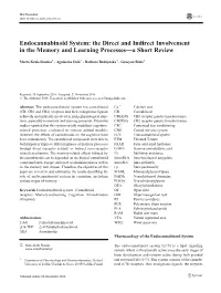 Endocannabinoid System: the Direct and Indirect Involvement in the Memory and Learning Processes—A Short Review
