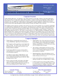 Golden Odyssey-Initial Report