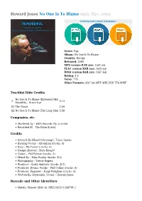 Howard Jones No One Is to Blame Mp3, Flac, Wma