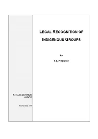 Legal Recognition of Indigenous Groups