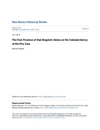 Notes on the Colonial History of the Piro Area