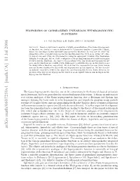 PROPERTIES of GENERALIZED UNIVARIATE HYPERGEOMETRIC FUNCTIONS 3 Relations of the Hyperbolic Hypergeometric Function