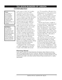 THE SEVEN WONDERS of CANADA Introduction