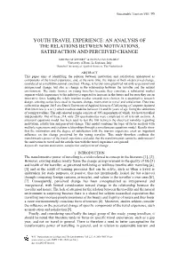 Youth Travel Experience: an Analysis of the Relations Between Motivations, Satisfaction and Perceived Change