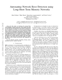 Automating Network Error Detection Using Long-Short Term Memory Networks