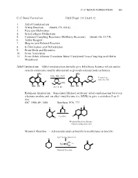 C=C Bond Formation 103
