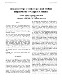 Image Storage Technologies and System Implications for Digital Cameras