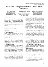 Linux Embedded System for Vehicle License Plates Recognition