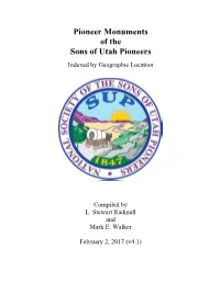 Pioneer Monuments of the Sons of Utah Pioneers, 2/2/2017(V4.1)