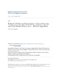 Robert J. Debry and Associates V. Qwest Dex, Inc and Dex Media West, L.L.C