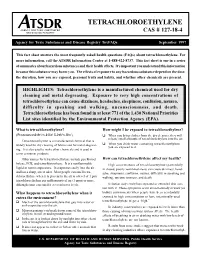 Tetrachloroethylene Facts