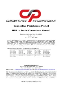 Connective Peripherals Pte Ltd USB to Serial Converters Manual