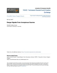 Danger Signals from Anonymous Sources