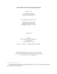 Depleted-Uranium Uses R&D Program