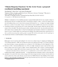 For the Arctic Ocean: a Proposed Coordinated Modelling Experiment
