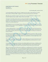 IPO Candy Presentation Transcript