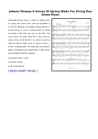 Johann Strauss Ii Voices of Spring Waltz for String Duo Sheet Music