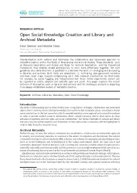 Open Social Knowledge Creation and Library and Archival Metadata