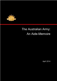 The Australian Army: an Aide-Memoire Version 1.2, 2014 (R17358478 As at 6 May 14)