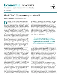 The FOMC: Transparency Achieved?