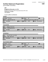 Verified Statement Registration VSR (Out-Of-State Committee)