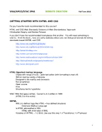VISA/APCO/STAC 2P61 WEBSITE CREATION Fall Term 2012 ______