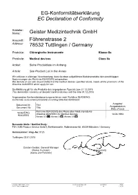 EG-Konformitätserklärung EC Declaration of Conformity Geister