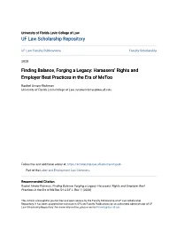 Finding Balance, Forging a Legacy: Harassers’ Rights and Employer Best Practices in the Era of Metoo