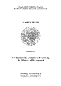 MASTER THESIS Web Frameworks Comparison Concerning The