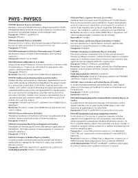 PHYS - Physics 1
