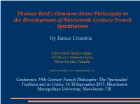 Thomas Reid's Common-Sense Philosophy in the Development Of