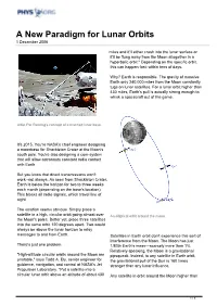 A New Paradigm for Lunar Orbits 1 December 2006