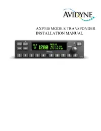 AXP340 Transponder Installation Manual
