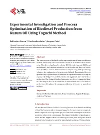 Experimental Investigation and Process Optimization of Biodiesel Production from Kusum Oil Using Taguchi Method