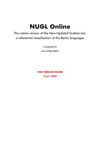 New Updated Guthrie List, a Referential Classification of the Bantu Languages
