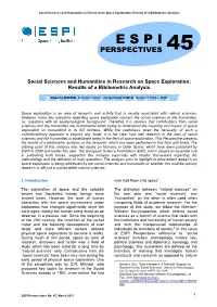 Social Sciences and Humanities in Research on Space Exploration: Results of a Bibliometric Analysis