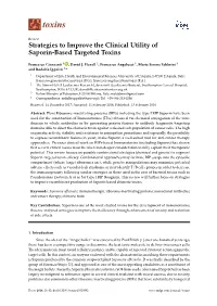 Strategies to Improve the Clinical Utility of Saporin-Based Targeted Toxins