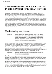 Taekwon-Do Pattern (Chang-Hon) in the Context of Korean History
