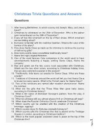 Christmas Trivia Questions and Answers