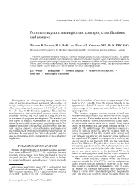 Foramen Magnum Meningiomas: Concepts, Classifications, and Nuances