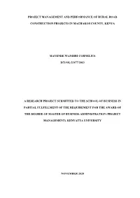 Project Management and Performance of Rural Road