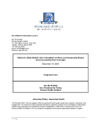 Robert G. (Bob) Bethell Joint Committee on Home and Community Based Services and Kancare Oversight
