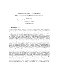 Solver Schemes for Linear Systems Oral Comprehensive Exam Position Paper