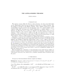 THE ARTIN-SCHREIER THEOREM 1. Introduction the Algebraic Closure