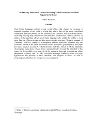 The Stacking Behavior of Valence-Increasing Verbal Extensions and Their Arguments in Shona1