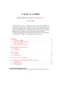 A Guide to Lualatex