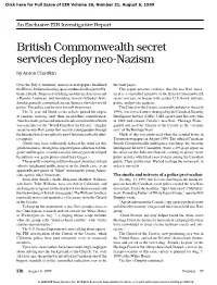 British Commonwealth Secret Services Deploy Neo-Nazism