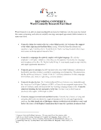 DECODING CONNERLY: Ward Connerly Research Fact Sheet
